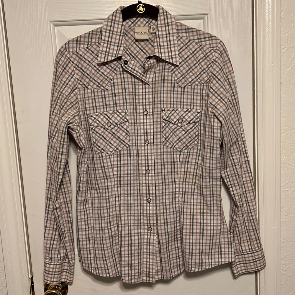 Rockies Women’s snap button down shirt.